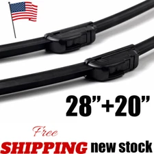 All season Bracketless Windshield Front Wiper Blades 28"+20" J U HOOK (Set of 2)