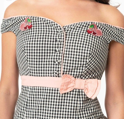 EINZIGARTIGES VINTAGE schwarz & weiß Gingham Heartbreaker Wackelkleid ÜBERGRÖSSE 4X ** Neu mit Etikett - Bild 5 von 13