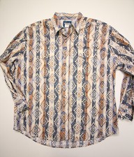 Vintage Wrangler Western Shirt XXL Pearl Snap Aztec Southwestern Print Popper