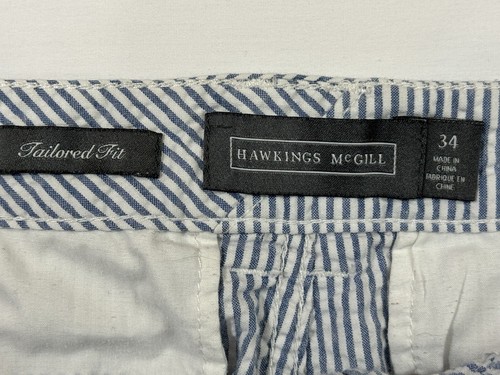Hawkings Mcgill Tailored Fit Blue Seersucker Shorts Size 34 - Picture 3 of 8