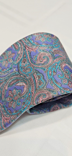 CHRISTIAN DIOR Vintage Made in USA 100% Silk Tie Men's Purple Paisley UEC - Picture 6 of 17