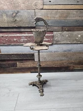 Art Deco Smoke Stand Ash Tray Cast Iron Lion Rare