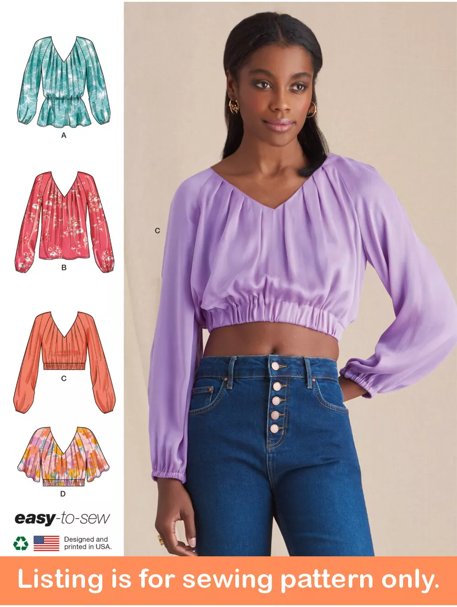 SEWING PATTERN Womens Clothes Peasant Top Blouse Boho Crop Easy Plus Size  11527