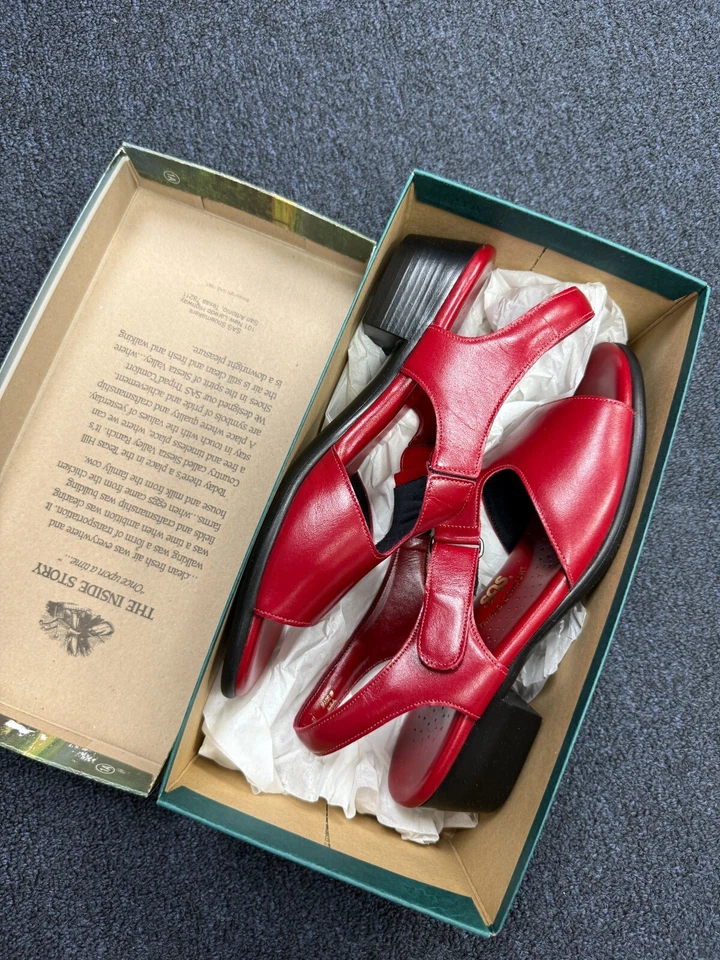 Women's SAS 'Suntimer' Red leather comfort slingback sandals Size 10N NEW in Box - Image 3 of 4