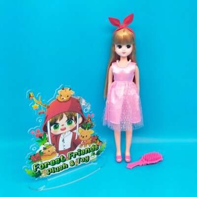 WITH DOLL Ash 1/4サイズ TAKARA TOMY Licca-Chan Doll Blonde hair Pink dress Comb Headband