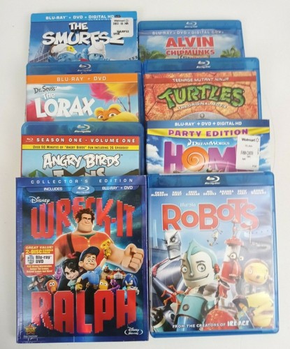 Lot Of 8 Family Kids Blu Ray Movies Tmnt The Smurfs 2 More Titles Below Ebay
