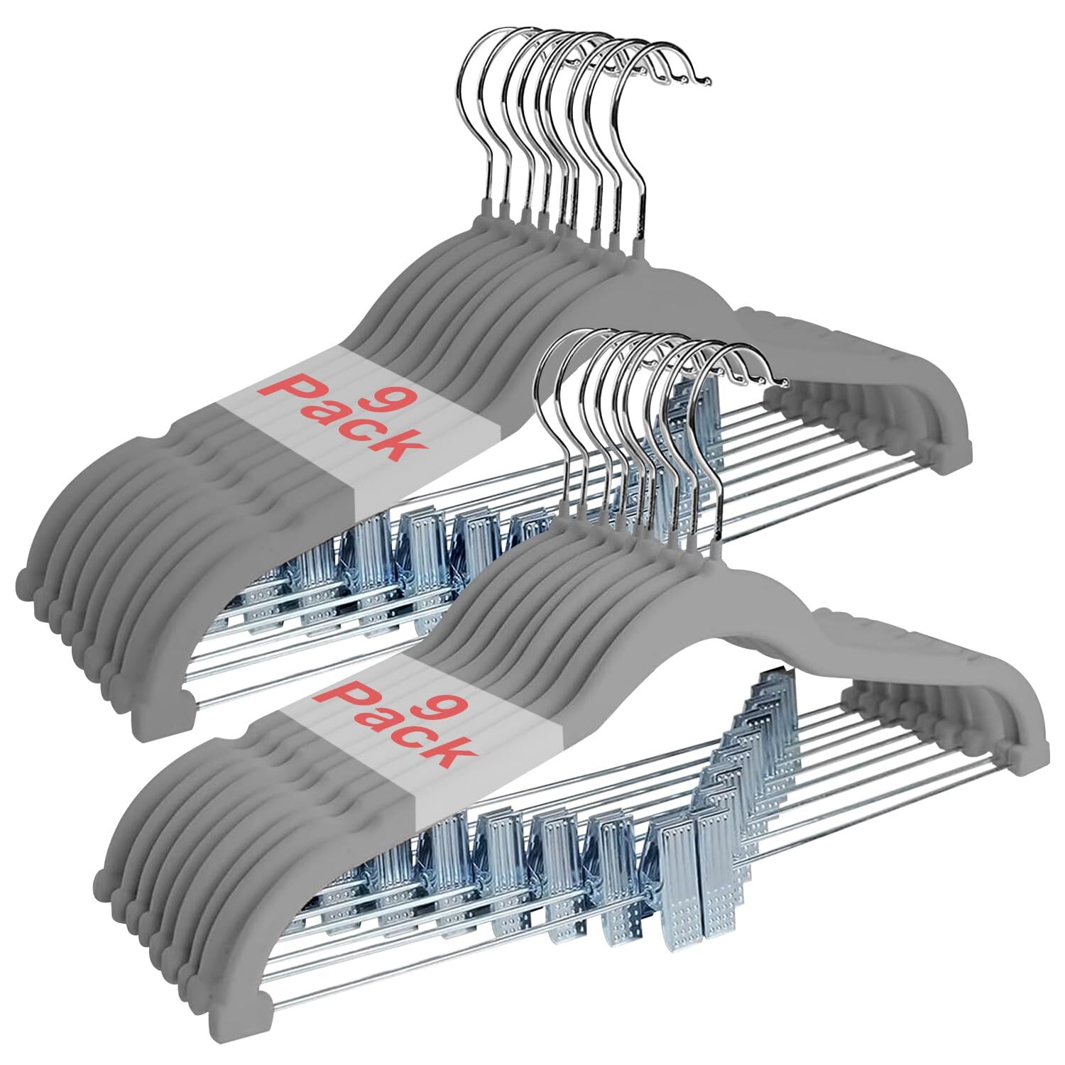 18 Packs Velvet Pant Hangers 16.8 Inches Velvet Skirt Hangers with Clips Heav...