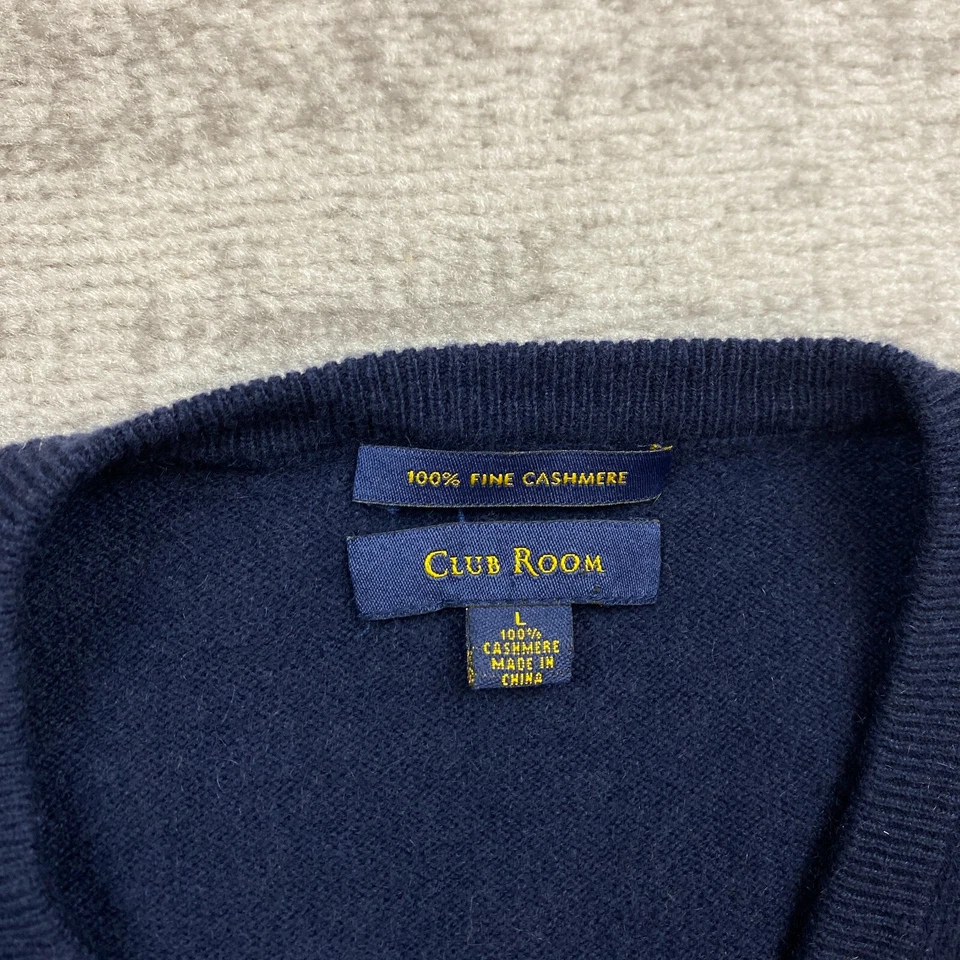Club Room Cashmere Vest Large Blue Sleeveless Preppy Casual Outdoor Hiker Mens - Image 3 of 4