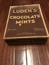VINTAGE Luden’s Chocolate Candy Mints Display Box Impossible To Find!!  M43