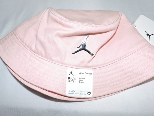 Bucket Hat Nike Jordan Jumpman YOUTH kids Twill Black Chrome Badge Pink - Picture 5 of 6