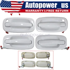DOOR HANDLE SET 4 White For Chevy Silverado For GMC Sierra Suburban Yukon 99-06