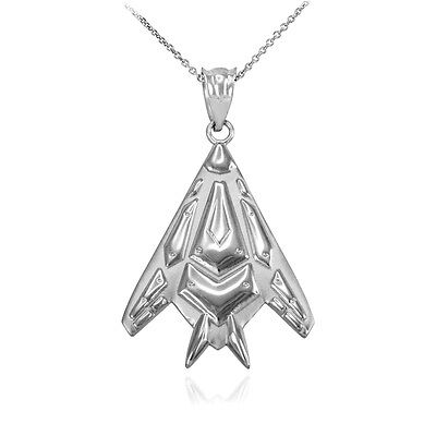 Polished 14k White Gold Piper Tri Pacer PA-20 Aircraft Airplane Pendant Necklace