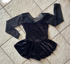NEW Girls BLACK Glitter VELVET Sparkle Mesh Competition FIGURE ICE SKATING Dress