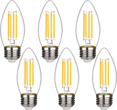 KGC LED Candelabra Bulb, Warm White 2700K, 450LM Dimmable Edison 6 Pack 
