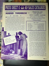 Murder Tomorrow 1938 Paramount 9x1/2x11x1/2" British pressbook Jack Livesey
