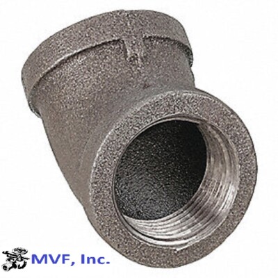 6'' 150 Female NPT 45° Elbow Black Malleable Iron Pipe Fitting MI021541BMI