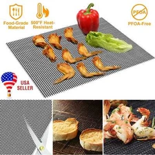 Grill Mat Net BBQ Mesh Non Stick Washable Reusable Bake Meat Pad Grilling Sheet
