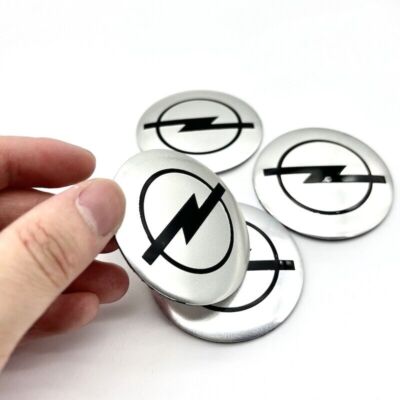 4X 56mm Opel Logo Emblem Aufkleber Radkappen Nabenkappen Silber Stickers NEU