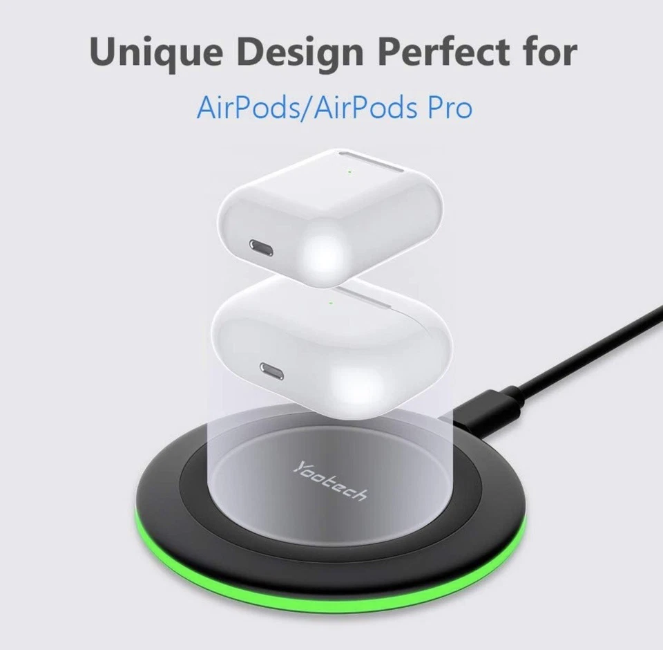 Cargador Inalámbrico Yootech, Almohadilla de Carga Inalámbrica Rápida Máxima 10W Foto 3 de 4