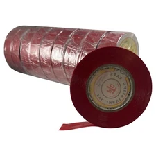 10 Rolls of Red PVC Insulated Electrical Tape - 3/4" x 50' FT x 7 MILL UL Listed