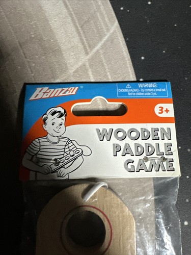 Banzai Wooden Paddle Ball Game Bullseye Target Score Holes Ages 3+ Toy Box New - Picture 3 of 4