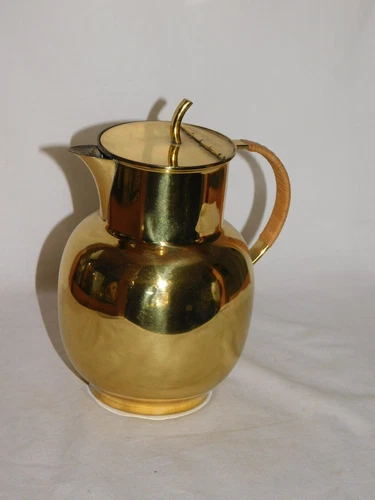 Jug Art Nouveau metal with raffia wrap