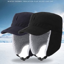 Winter Cold Weather Warm Hat Fleece Windproof Earflap Baseball Cap for Men Woman