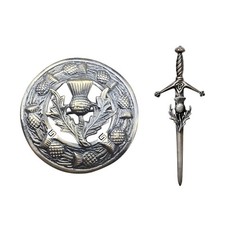 Men's Scottish Thistle Antique Kilt Pin and Brooch