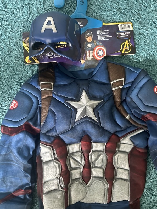 Marvel Avengers Captain America Infinity War Kids Costume Sz Medium 7-8 w/ mask