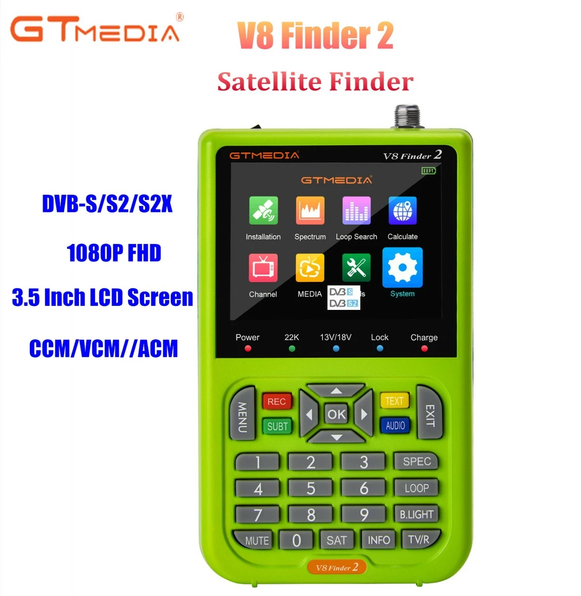 GTMEDIA V8 Finder 2 Satellite Receiver HD Signal Meter DVB S S2 S2X MPEG 4 H.264