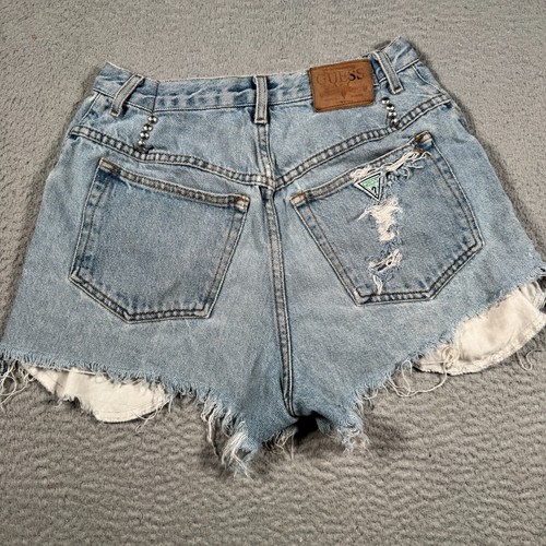 Vintage 90s Guess High Rise Denim Jean Shorts Womens 34 100% Cotton Made in USA - Picture 2 of 11