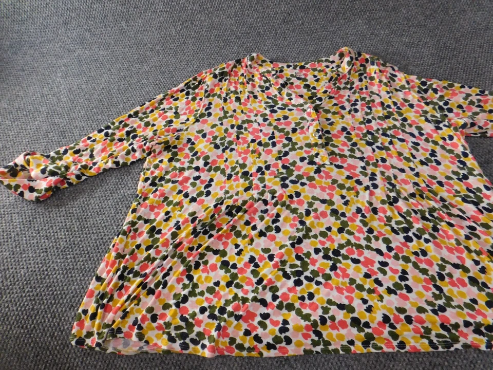 Blusa Kim Rogers Mujer 2X Plus Rosa Jersey Elástico Cuello en V Multicolor Costera Foto 3 de 4