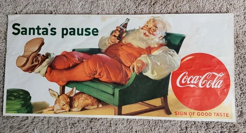Vintage Coca Cola Paper Advertisement Santas Pause 1958 Litho