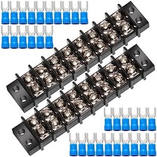 Terminal Block Strip, 8 Circuits 200-450V 20-30A, Dual Row, 2 Pack 20 Amps