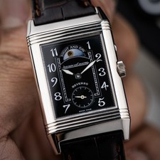 Jaeger LeCoultre Reverso Night & Day 18k White Gold Duo Face & Box Ref. 270.3.51