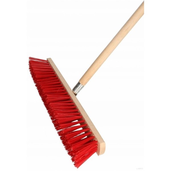 StraßEnbesen Besen Rote Borsten Pvc 40Cm Breite Holzstiel Buchenholz Kehrbesen-image