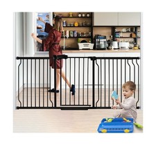 Extra Wide Baby Gate for Stairs Doorways with door, 30" Tall 66.5-75.8" Wide ...