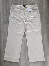 NEXT size 20 cream WIDE LEG DENIM JEANS ladies HIGH WAIST pockets