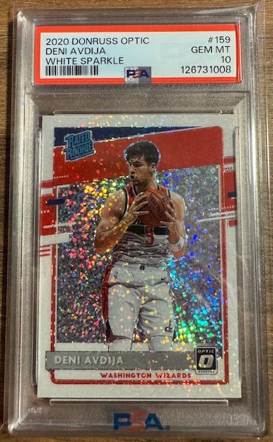 2020 Donruss Optic RATED ROOKIE Deni Avdija WHITE SPARKLE rc POP 2 SSP PSA 10
