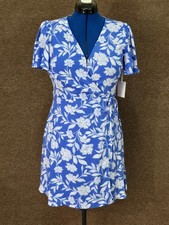 Lauren Conrad Floral Wrap Mini Dress Blue White Size Medium NWT