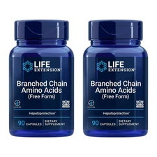 2 Pack Life Extension Branched Chain Amino Acids BCAA Muscle Recovery 90 Caps ea