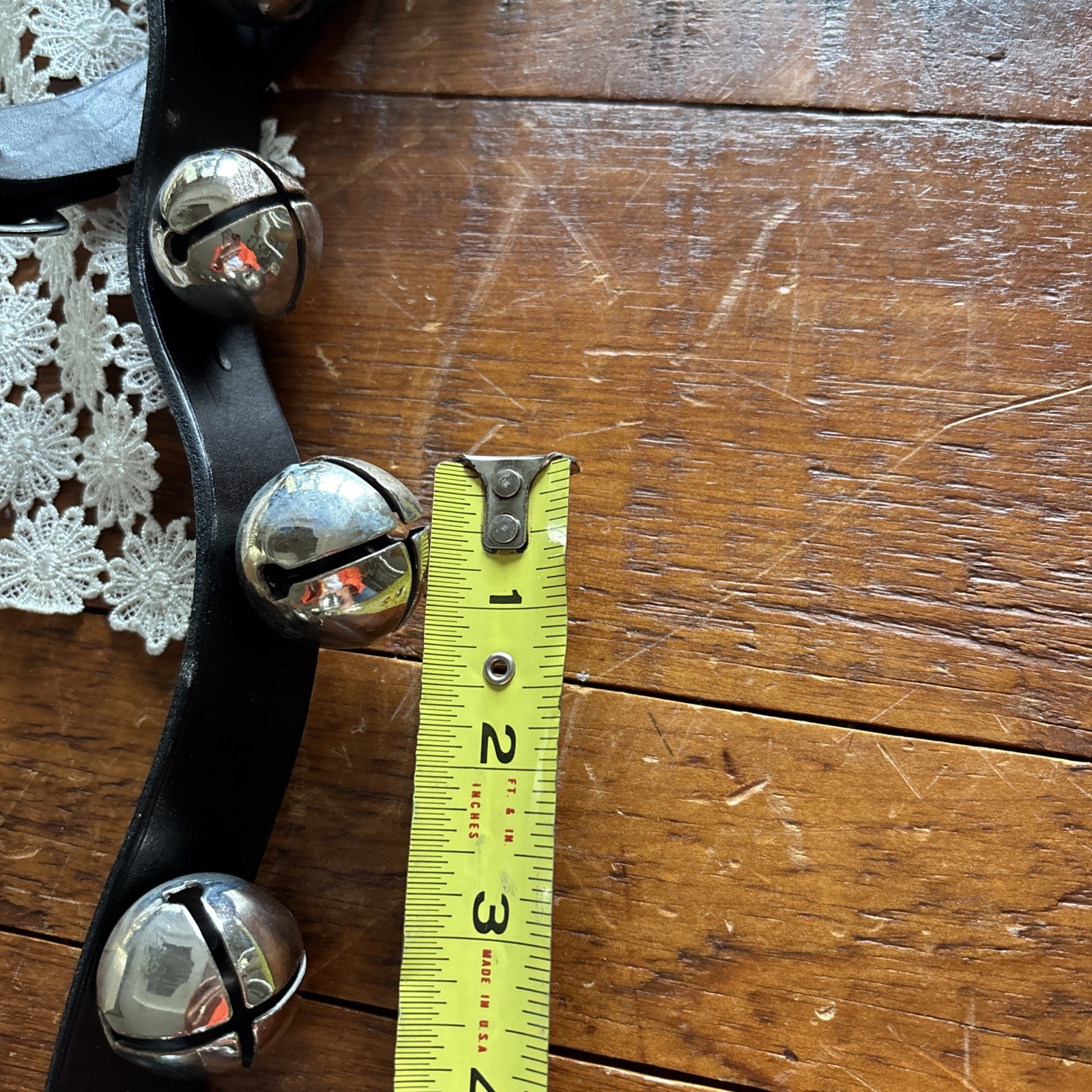 Horse Sleigh Bells On Black Leather Strap. 24 Bells. 7 Feet Long With Buckle.  