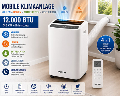 Mobile Klimaanlage Paxton TCL  12000 BTU - MonoblockLuftfilter 3,5 KW 4 in 1