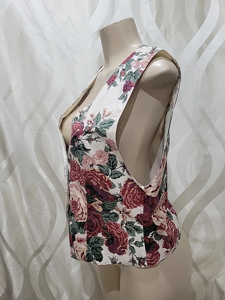 Finity for Saks Fifth Avenue Rose Cotton Canvas Button Down Sleeveless Vest Sz L - Image 2 of 4