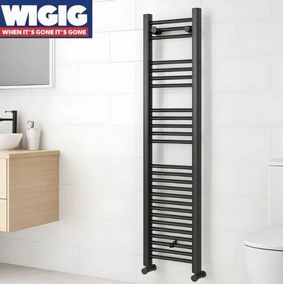 KARTELL 1600mm x 300mm Anthracite Vertical Flat Straight Heated Towel Rail Radiator