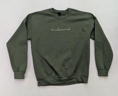 Bridesmaid Women's Sweatshirt Size M Green Crewneck Embroidered Pullover