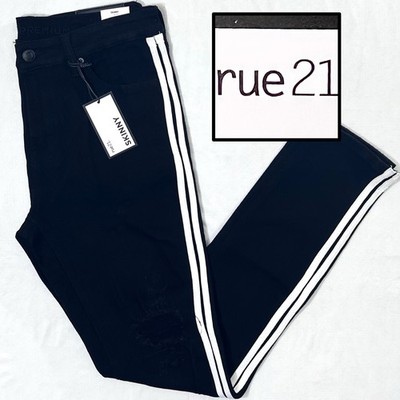 34x34 NWT RUE21 Men s Supreme Flex Skinny Black w/White Stripe Denim Jeans Pants
