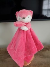 HTF Carters Pink Fox Security Blanket Salmon Plush Baby Toy Lovey Blankie