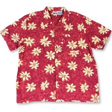 Vintage Un Tied SS Loud Silk Camp Shirt Men 2XL Red Tropical Aloha Hawaiian Bold