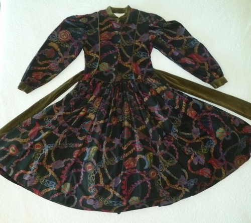 Vtg 70/80s Francois Bouthillier Victorian Prairie Fit+FULL Dress Girl 14 Wm XS S - Picture 3 of 19